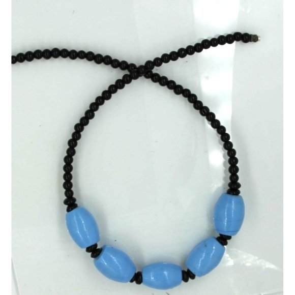 925 STERLING clasp blue barrel beads handmade necklace 21" - Picture 3 of 7